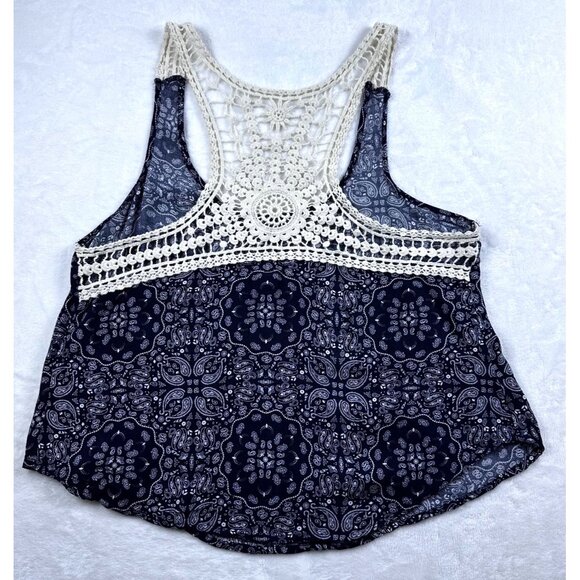 Rue21 Womens Paisley Print Tank Top With Crochet Racerback Lace Detail - Size M - Picture 3 of 10